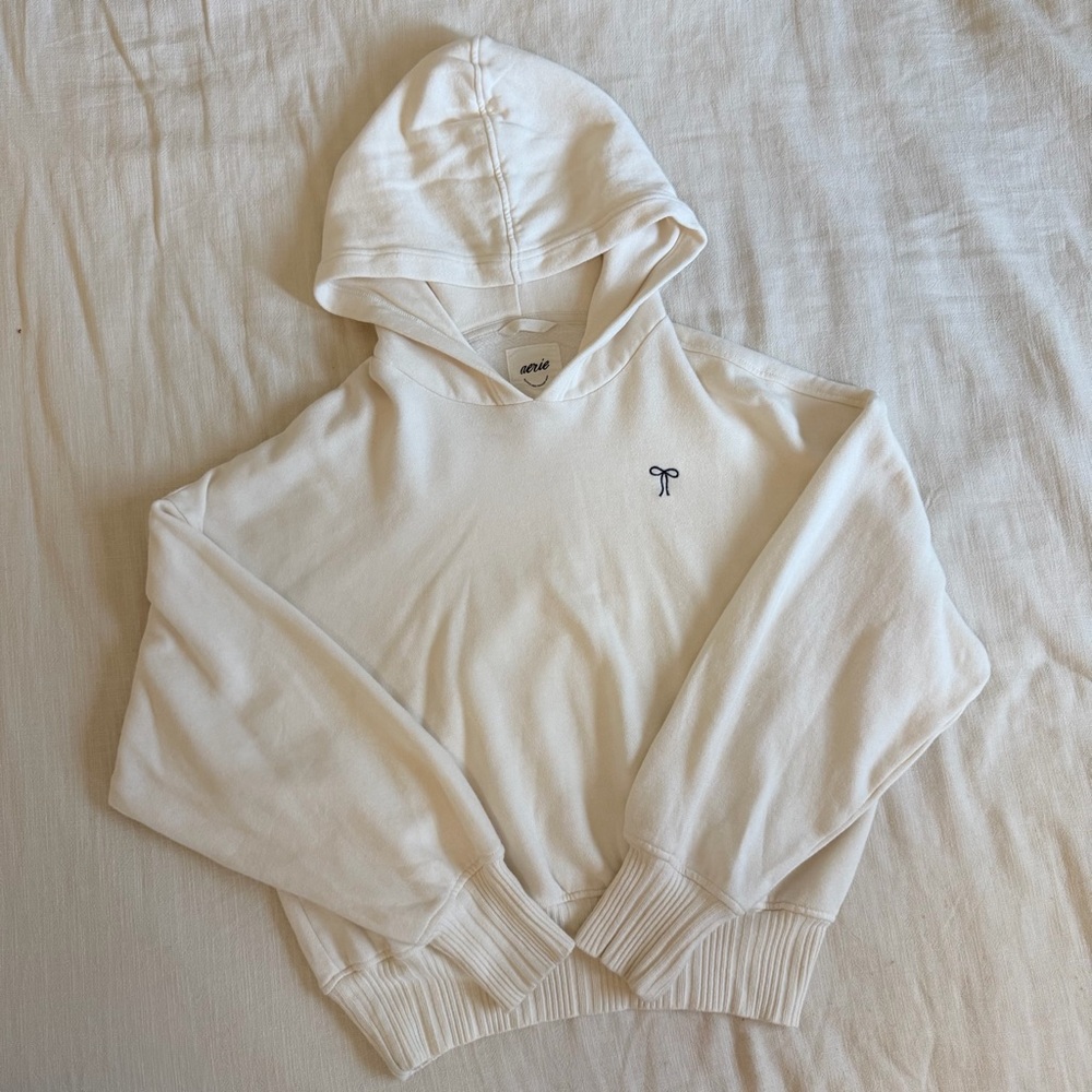 Aerie Cream Hoodie Jacket